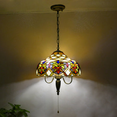 Vintage Pendant Light, Iron Tiffany Lamp, Hallway Light