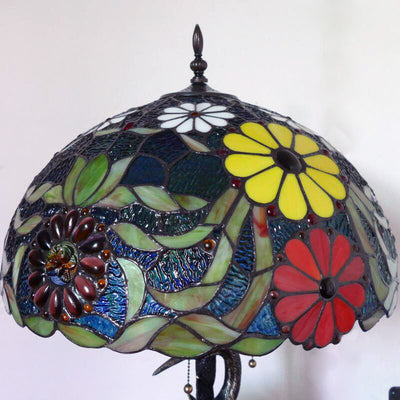 Vintage Tiffany Table Lamp, Glass Living Room Light, Bedroom Light