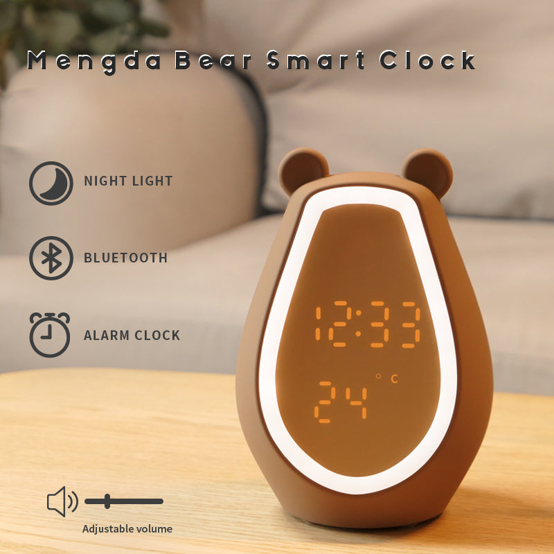 Bear Night Light, Cute Kids Alarm Clock, Dimmable Night Light - Bluetooth