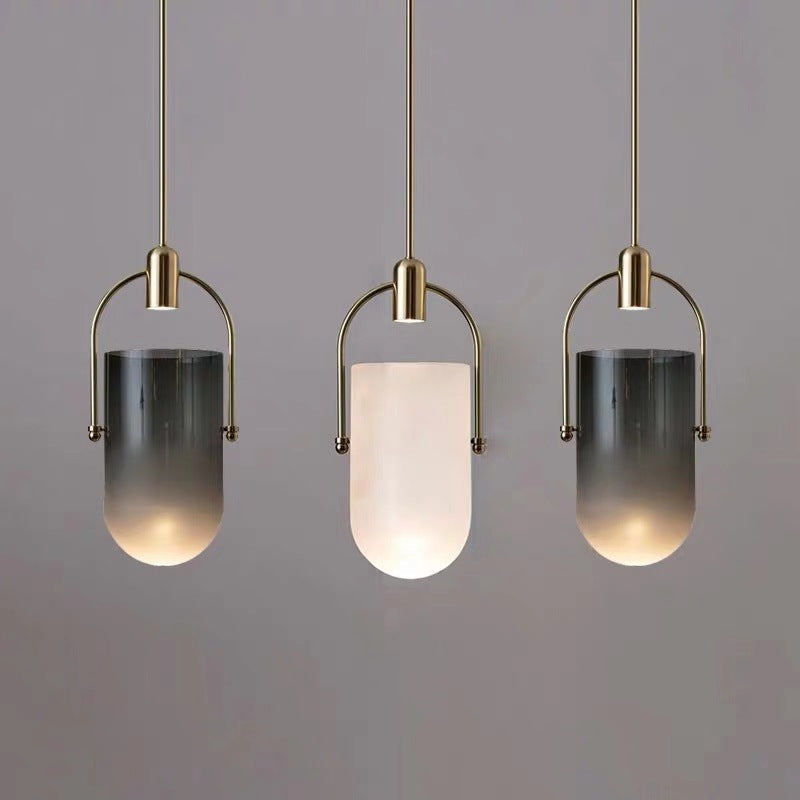 Bucket Glass Hanging Light, Vintage Pendant Light for Living Room