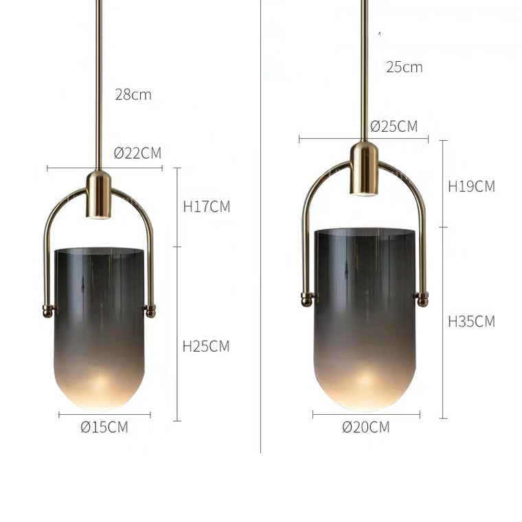 Bucket Glass Hanging Light, Vintage Pendant Light for Living Room