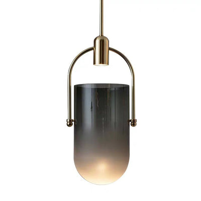 Bucket Glass Hanging Light, Vintage Pendant Light for Living Room