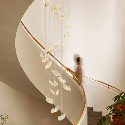 Butterfly Staircase Long Chandelier, Villa Duplex Loft Light