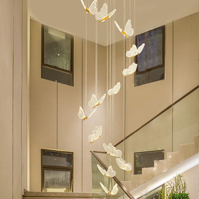 Butterfly Staircase Long Chandelier, Villa Duplex Loft Light