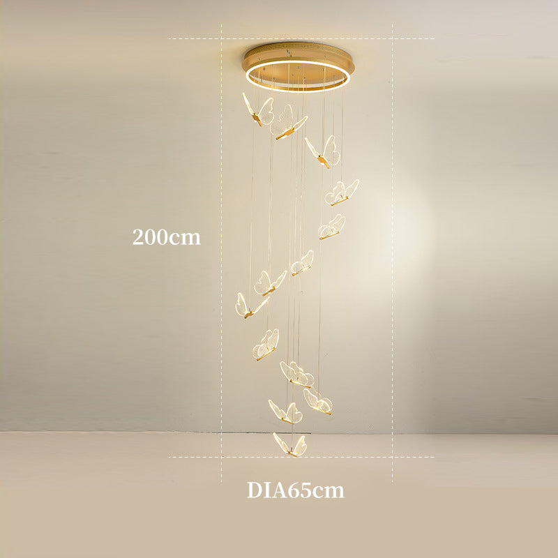 Butterfly Staircase Long Chandelier, Villa Duplex Loft Light