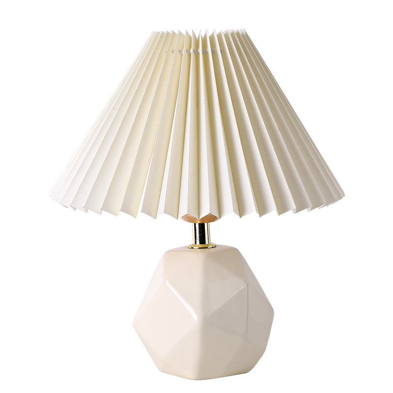 Ceramic Pleated Table Lamp, Bedside Table Lamp, Modern Bedside Lamp