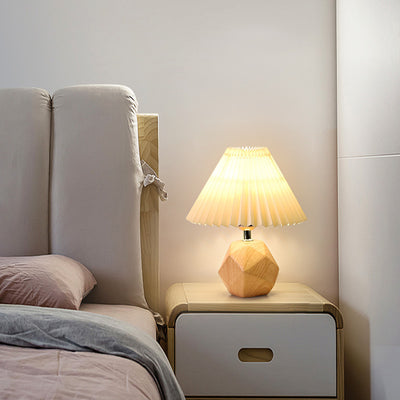 Ceramic Pleated Table Lamp, Bedside Table Lamp, Modern Bedside Lamp