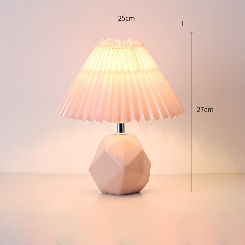 Ceramic Pleated Table Lamp, Bedside Table Lamp, Modern Bedside Lamp