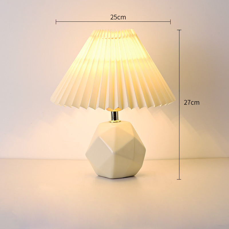 Ceramic Pleated Table Lamp, Bedside Table Lamp, Modern Bedside Lamp