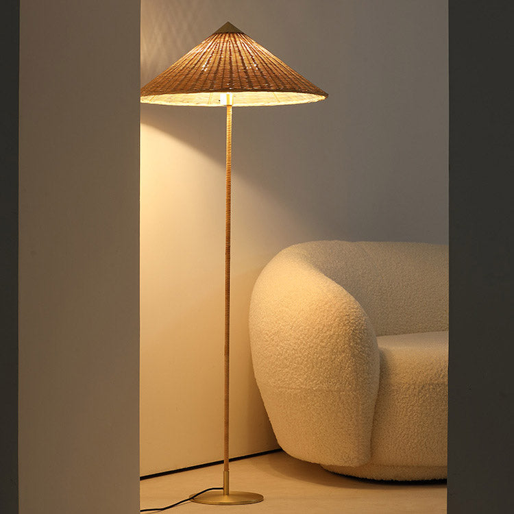 Wicker Floor Lamp, Hand Knitting Living Room Light, Bedroom Light