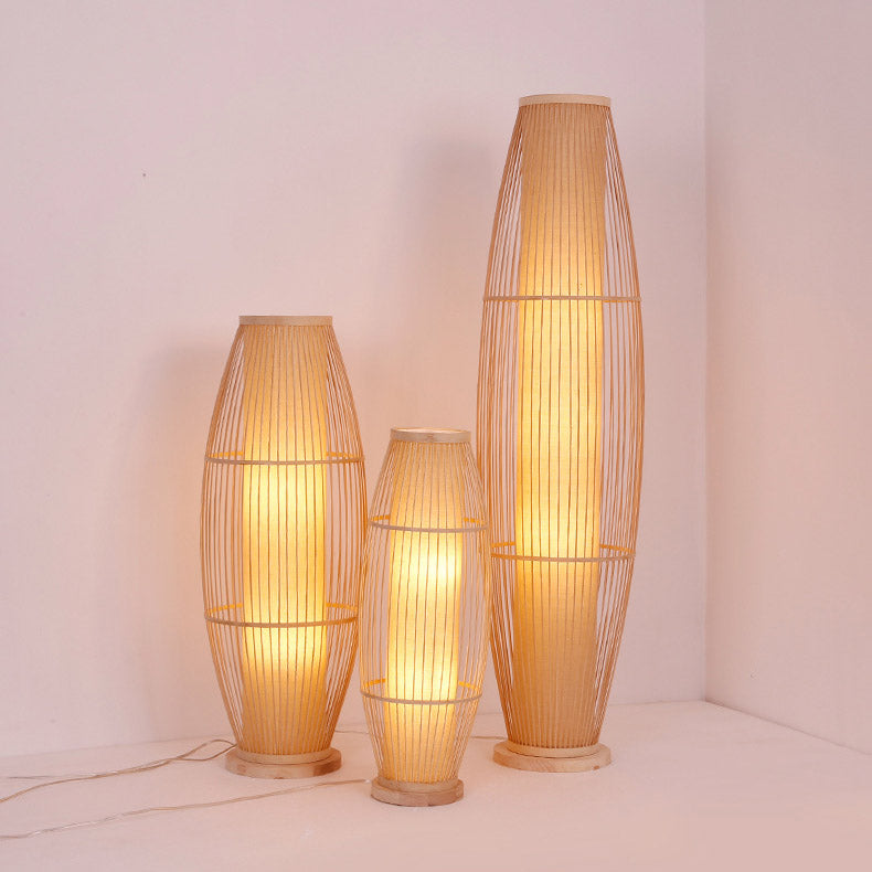 Wicker Floor Lamp, Hand Knitting Living Room Light, Bedroom Light