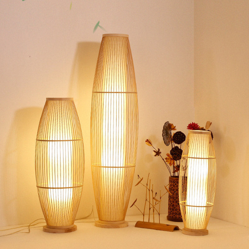 Wicker Floor Lamp, Hand Knitting Living Room Light, Bedroom Light