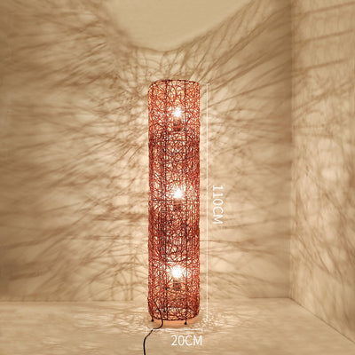 Modern Floor Lamp, Rattan Living Room Light, Bedroom Light