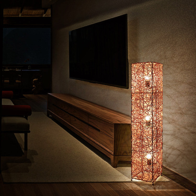 Modern Floor Lamp, Rattan Living Room Light, Bedroom Light