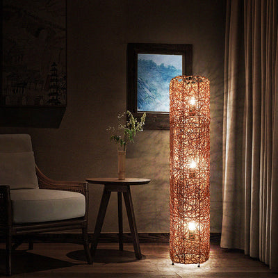 Modern Floor Lamp, Rattan Living Room Light, Bedroom Light