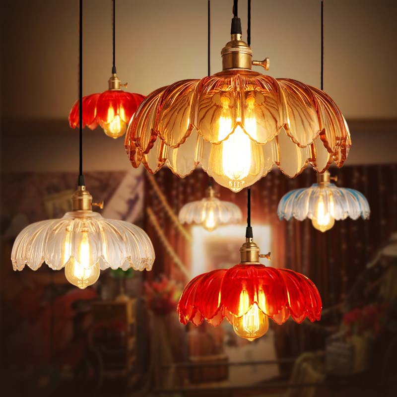 Colorful Copper Glass Chandelier, Pendant Light for Living Room