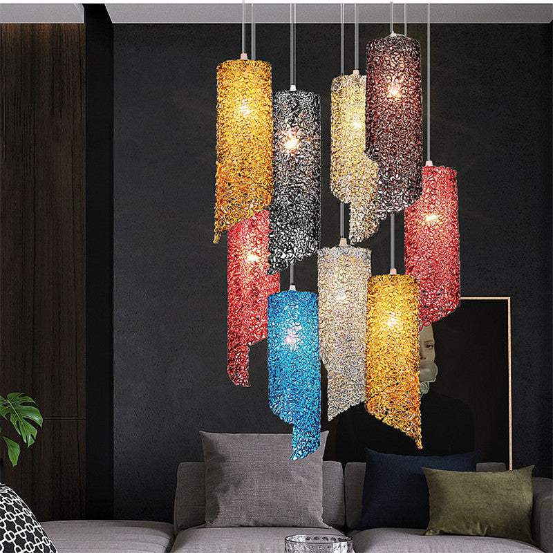 Colorful Rattan Art Chandelier, Pendant Light for Living Room