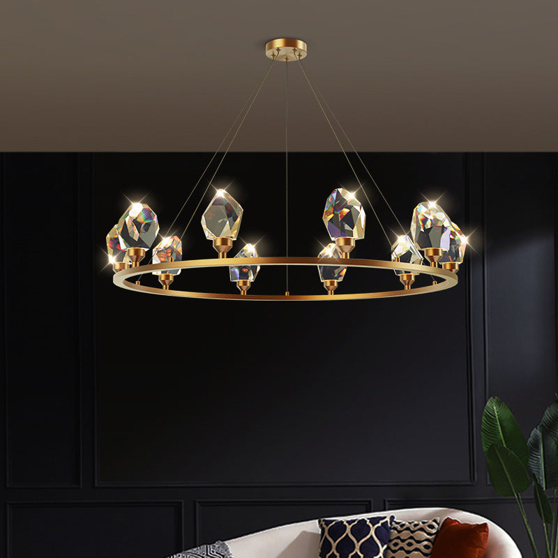 Copper Crystal Chandelier, Pendant Light for Living Room