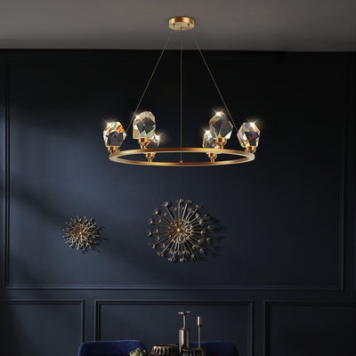 Copper Crystal Chandelier, Pendant Light for Living Room