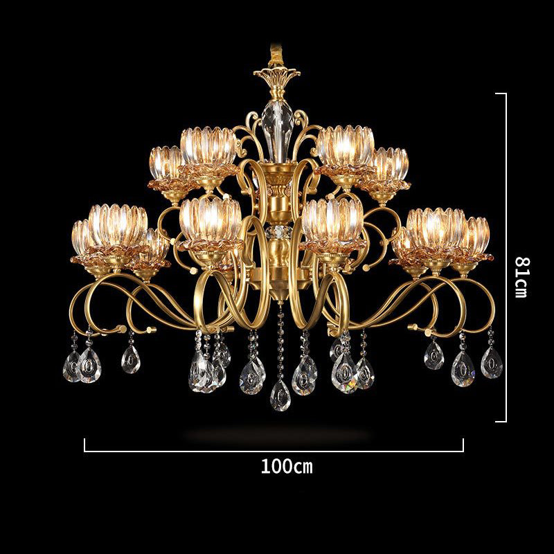 Copper Crystal Chandelier, Pendant for Dining Room