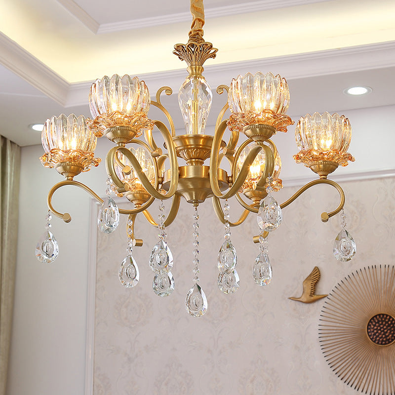 Copper Crystal Chandelier, Pendant for Dining Room