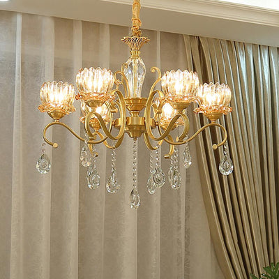 Copper Crystal Chandelier, Pendant for Dining Room