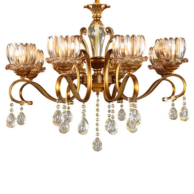 Copper Crystal Chandelier, Pendant for Dining Room