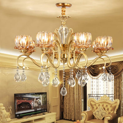 Copper Crystal Chandelier, Pendant for Dining Room