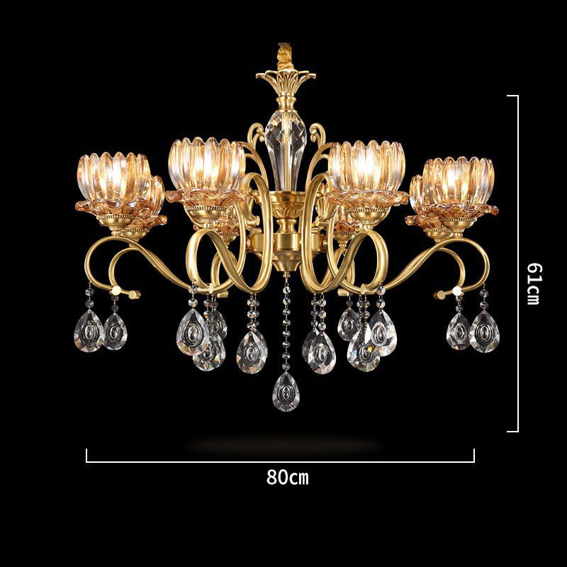 Copper Crystal Chandelier, Pendant for Dining Room