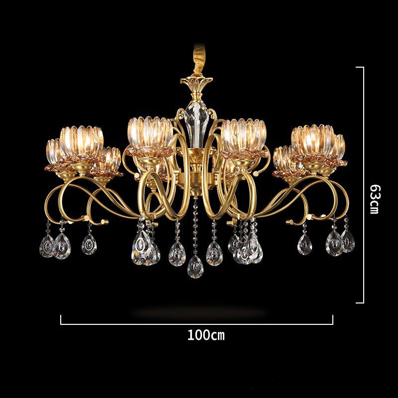 Copper Crystal Chandelier, Pendant for Dining Room