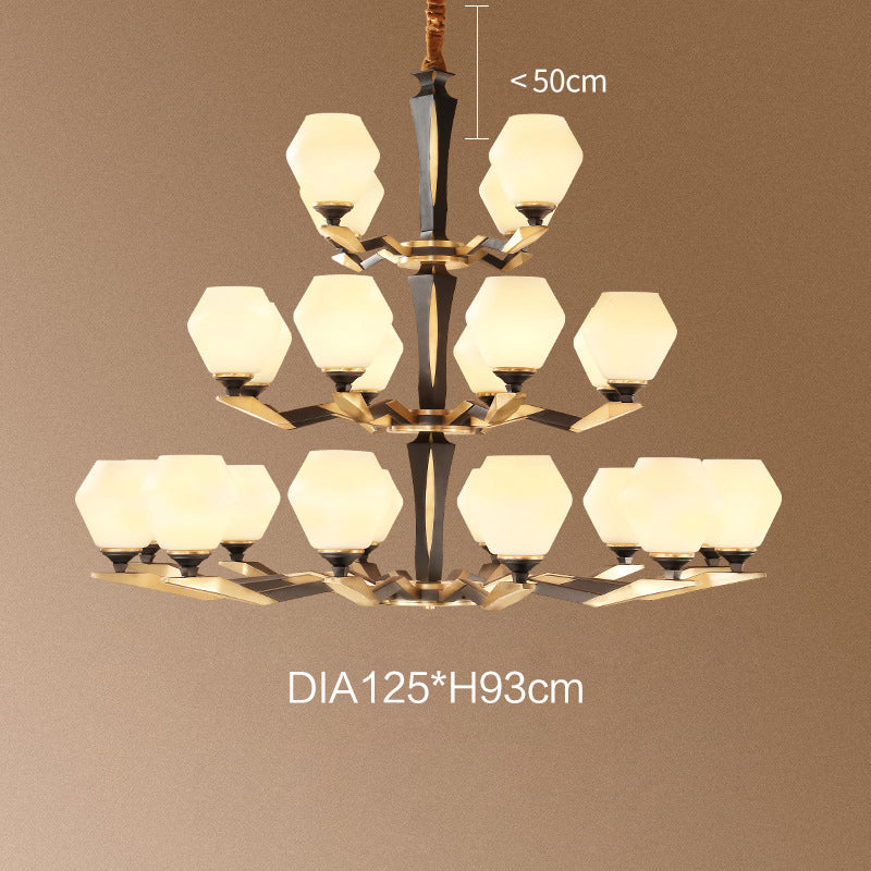 Copper Glass Chandelier, Pendant Light Modern