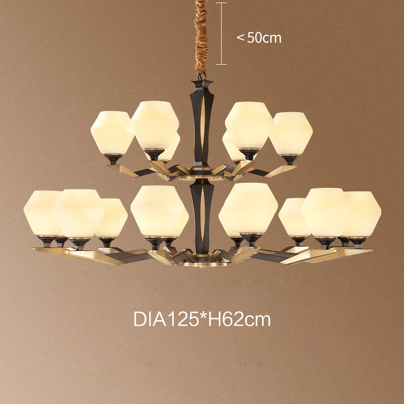 Copper Glass Chandelier, Pendant Light Modern