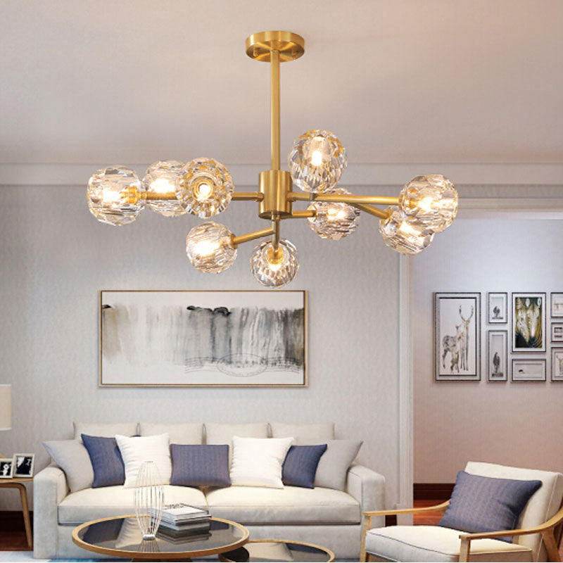 Copper Molecular Crystal Chandelier, Pendant for Living Room