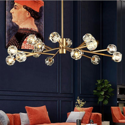 Copper Molecular Crystal Chandelier, Pendant for Living Room