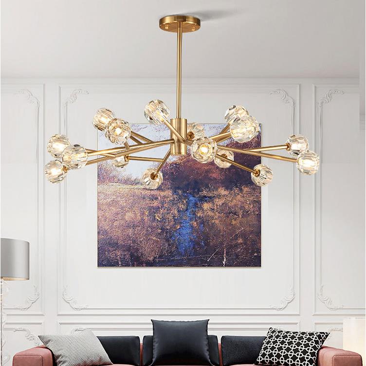 Copper Molecular Crystal Chandelier, Pendant for Living Room