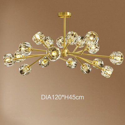 Copper Molecular Crystal Chandelier, Pendant for Living Room