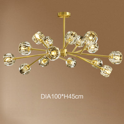 Copper Molecular Crystal Chandelier, Pendant for Living Room