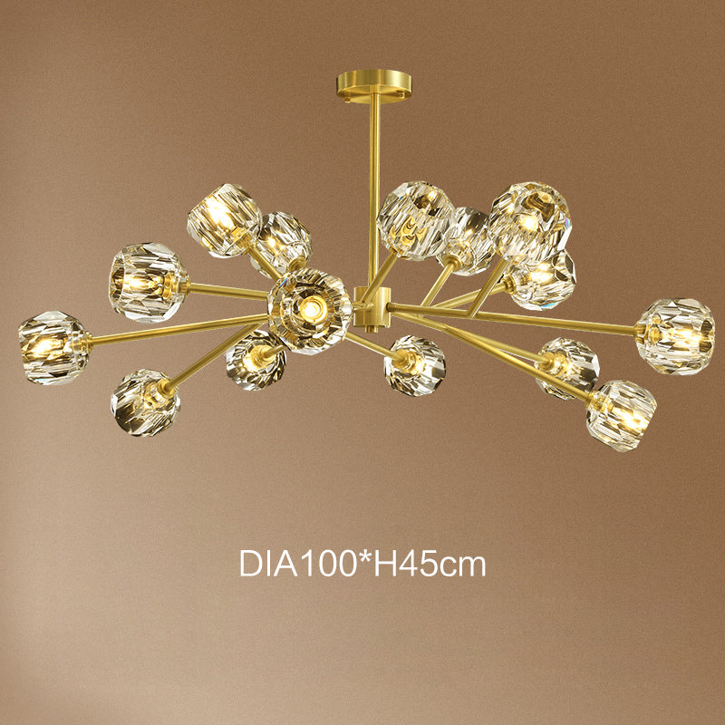 Copper Molecular Crystal Chandelier, Pendant for Living Room