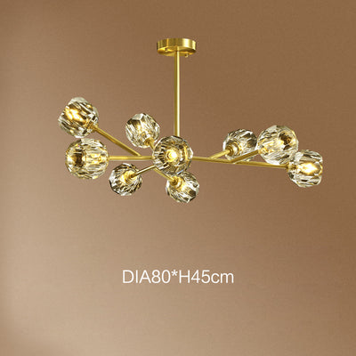 Copper Molecular Crystal Chandelier, Pendant for Living Room