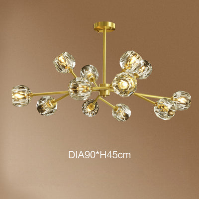 Copper Molecular Crystal Chandelier, Pendant for Living Room