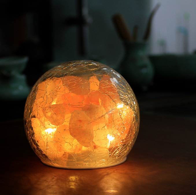 Cracked Ice Salt Night Light, Ball Salt Light