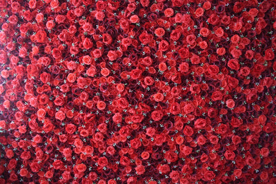 Deep red and red roses Cloth Roll Up Flower Wall Fabric Hanging Curtain Plant Wall Event Party Wedding Backdrop