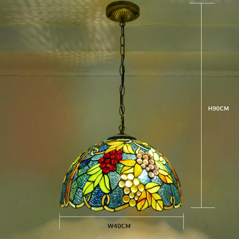 European Style Retro Pendant Light, Glass Tiffany Lamp, Living Room Light