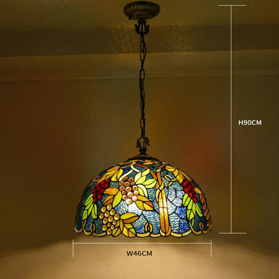 European Style Retro Pendant Light, Glass Tiffany Lamp, Living Room Light