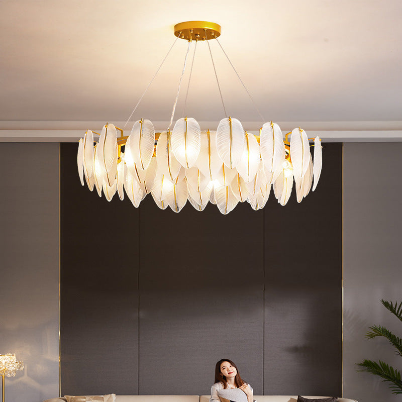 Feather Crystal Chandelier, Pendant for Living Room