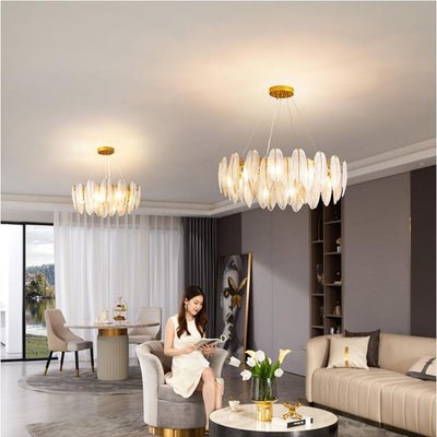 Feather Crystal Chandelier, Pendant for Living Room