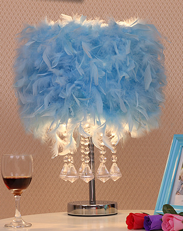 Feather Table Light With Crystal, Table Night Light