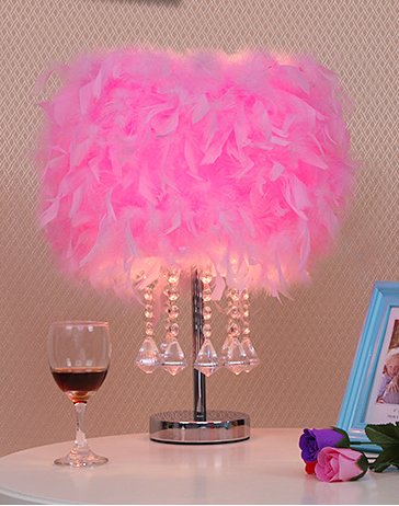 Feather Table Light With Crystal, Table Night Light