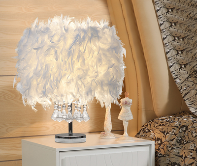 Feather Table Light With Crystal, Table Night Light