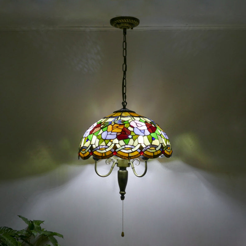 Glass Pendant Light, Iron Tiffany Lamp, Bedroom Light